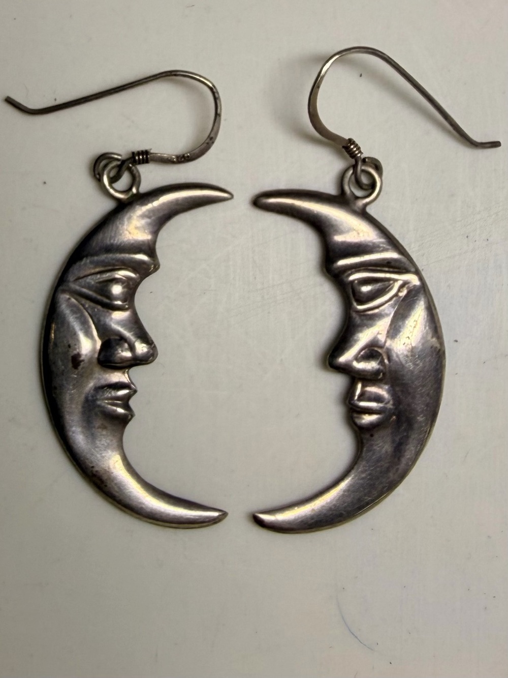 Crescent Moon Dangle Earrings - Silver-Tone 1 1/4”